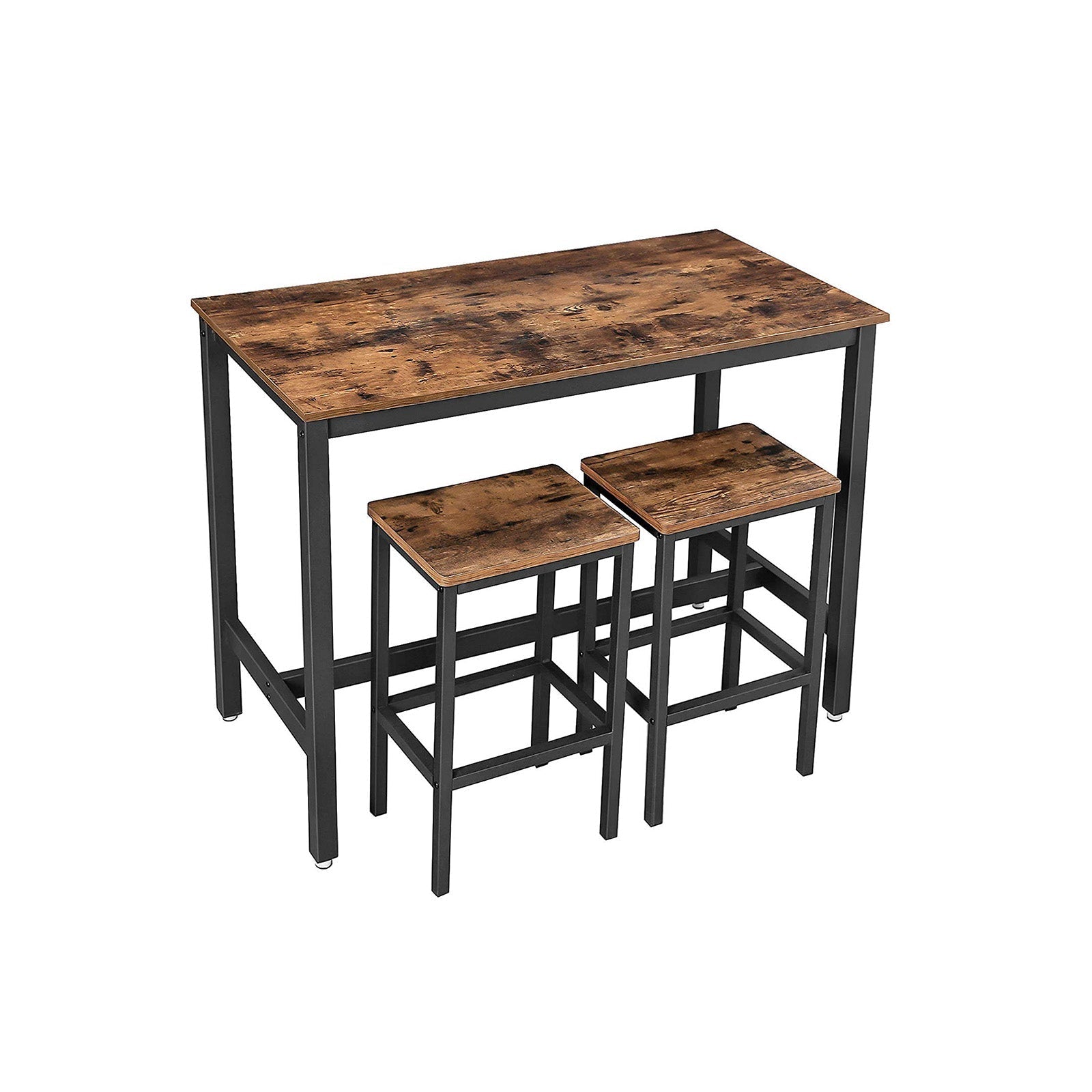 Barstabell - Set med 2 barstolar - Hög tabell - 120 x 60 x 90 cm - Vintage Brown/Black