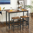 Barstabell - Set med 2 barstolar - Hög tabell - 120 x 60 x 90 cm - Vintage Brown/Black