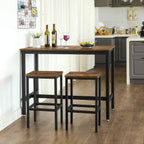 Barstabell - Set med 2 barstolar - Hög tabell - 120 x 60 x 90 cm - Vintage Brown/Black