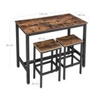 Barstabell - Set med 2 barstolar - Hög tabell - 120 x 60 x 90 cm - Vintage Brown/Black
