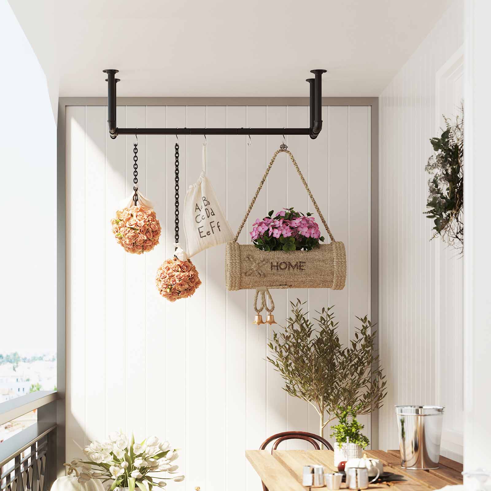 Klädstång - väggmontering - kappställ - industriell design - svart