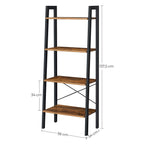Bokhylla - 4 nivåer - stege rack - industriell