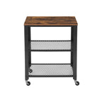 Sidobord - Vagn - 3 hyllor - på hjul - Industrial - Brown