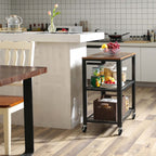 Sidobord - Vagn - 3 hyllor - på hjul - Industrial - Brown