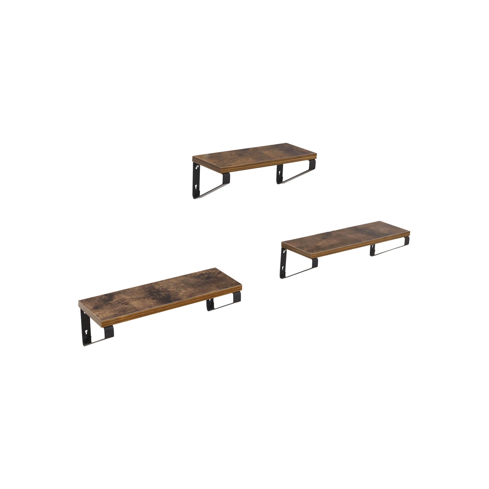 Vägghyllor set om 3 – Flytande design – Vintage brun-svart