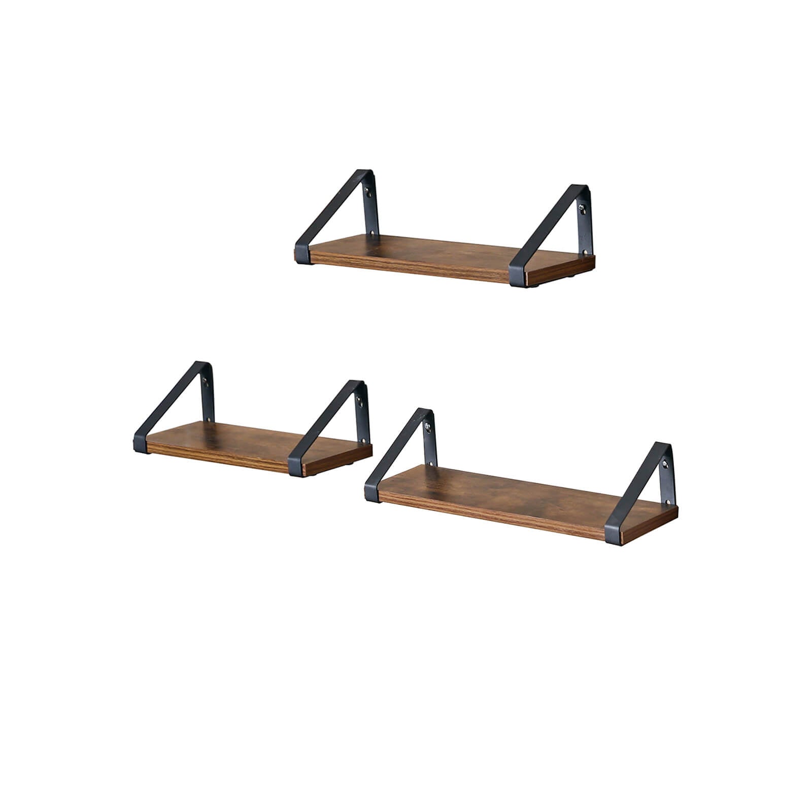 Vägghyllor set om 3 – Flytande design – Vintage brun-svart