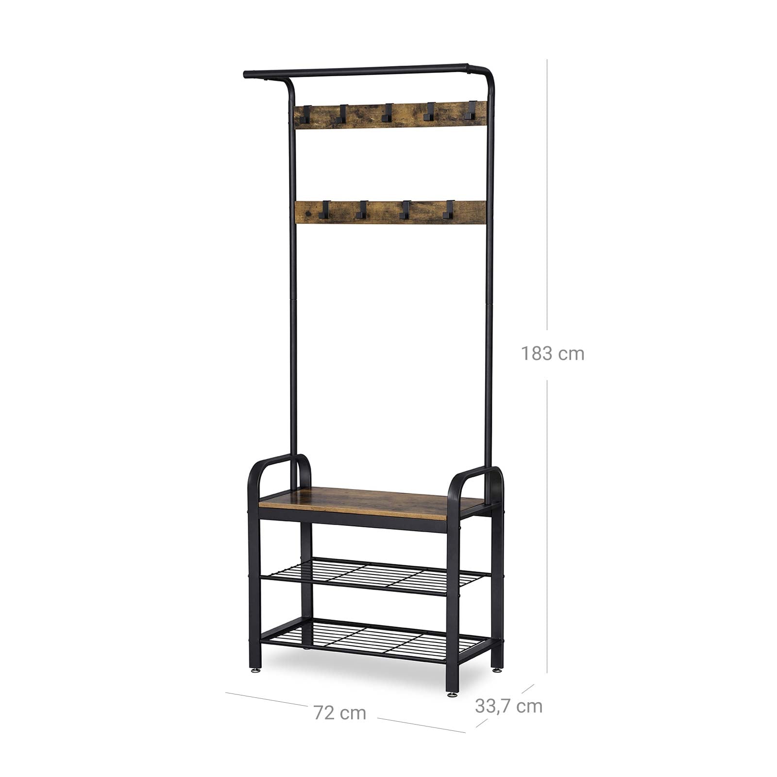 Coat Rack - Shoe Rack - med 9 krokar - Industriell design