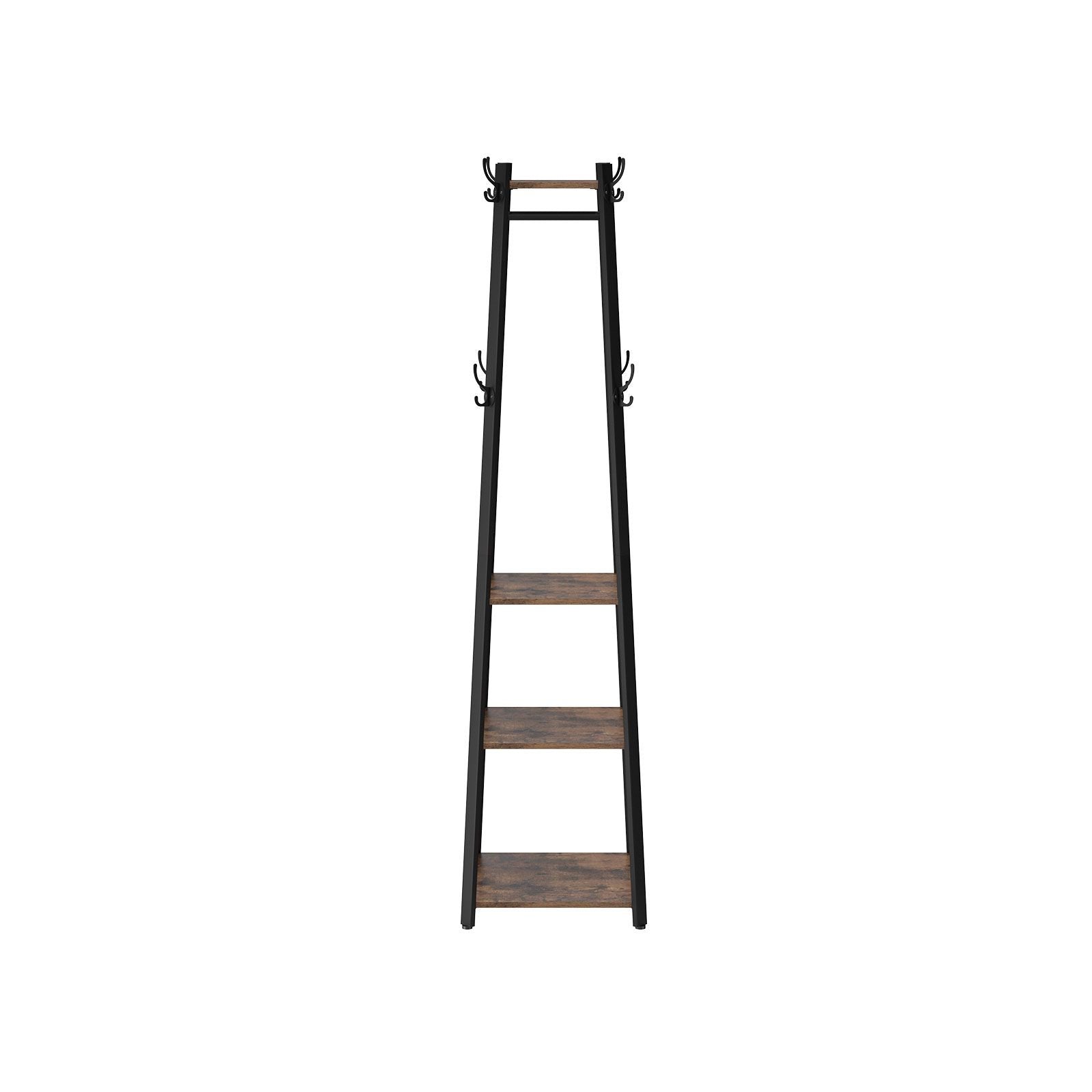 Klädhängare – Industriell design med 3 hyllplan – Vintage brun, svart