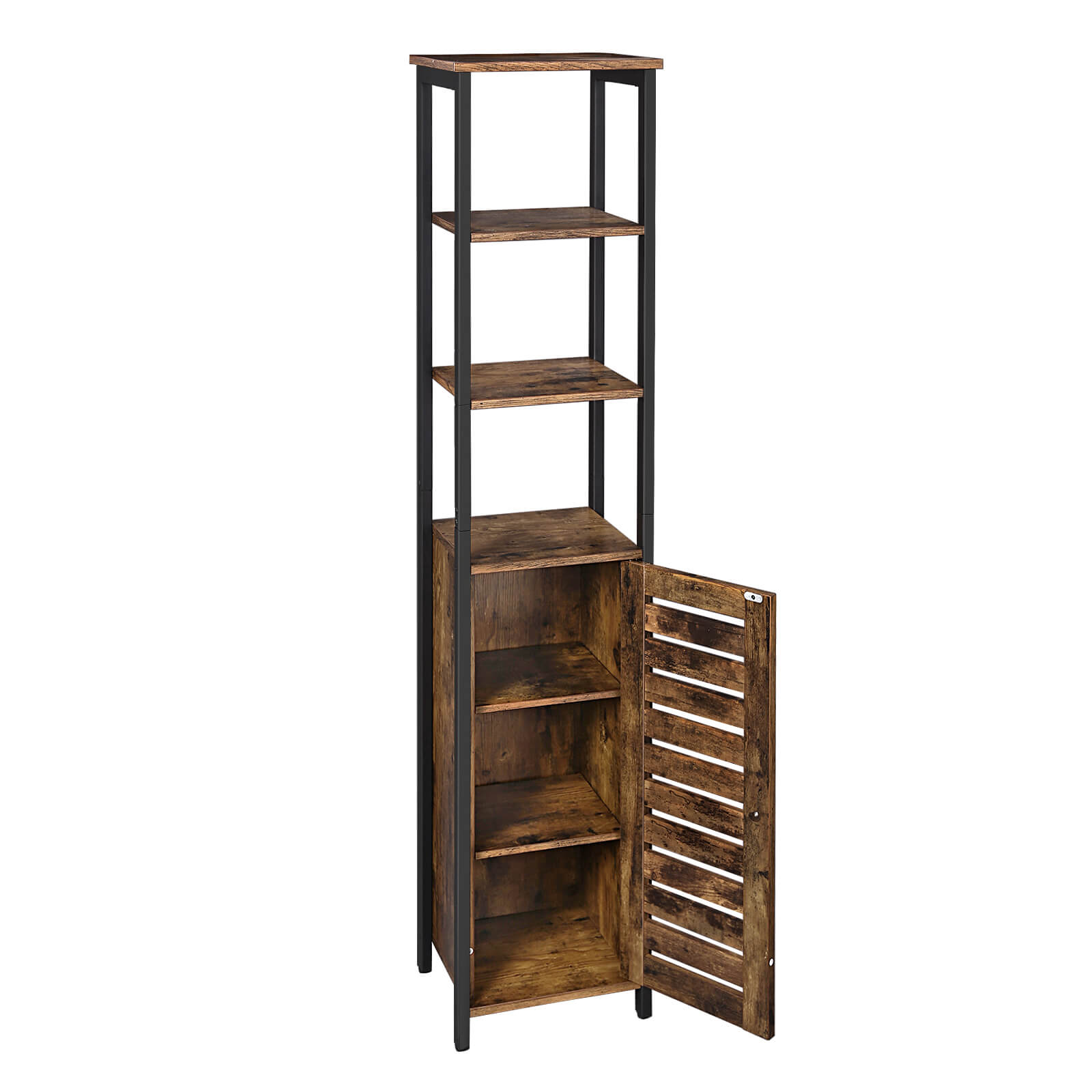 Kökskåp - smalt förvaringsskåp med 3 rack - industriell design - brun