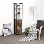 Kökskåp - smalt förvaringsskåp med 3 rack - industriell design - brun