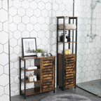 Kökskåp - smalt förvaringsskåp med 3 rack - industriell design - brun