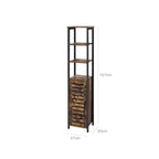 Kökskåp - smalt förvaringsskåp med 3 rack - industriell design - brun