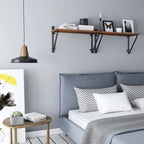 Vägghyllor uppsättning av 2 - stora flytande plankor - rustik design - brun/svart