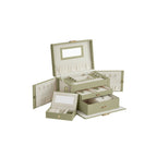 Smyckeslåda - smyckesbox - från konstgjort läder - med spegel - 3 lådor - svart