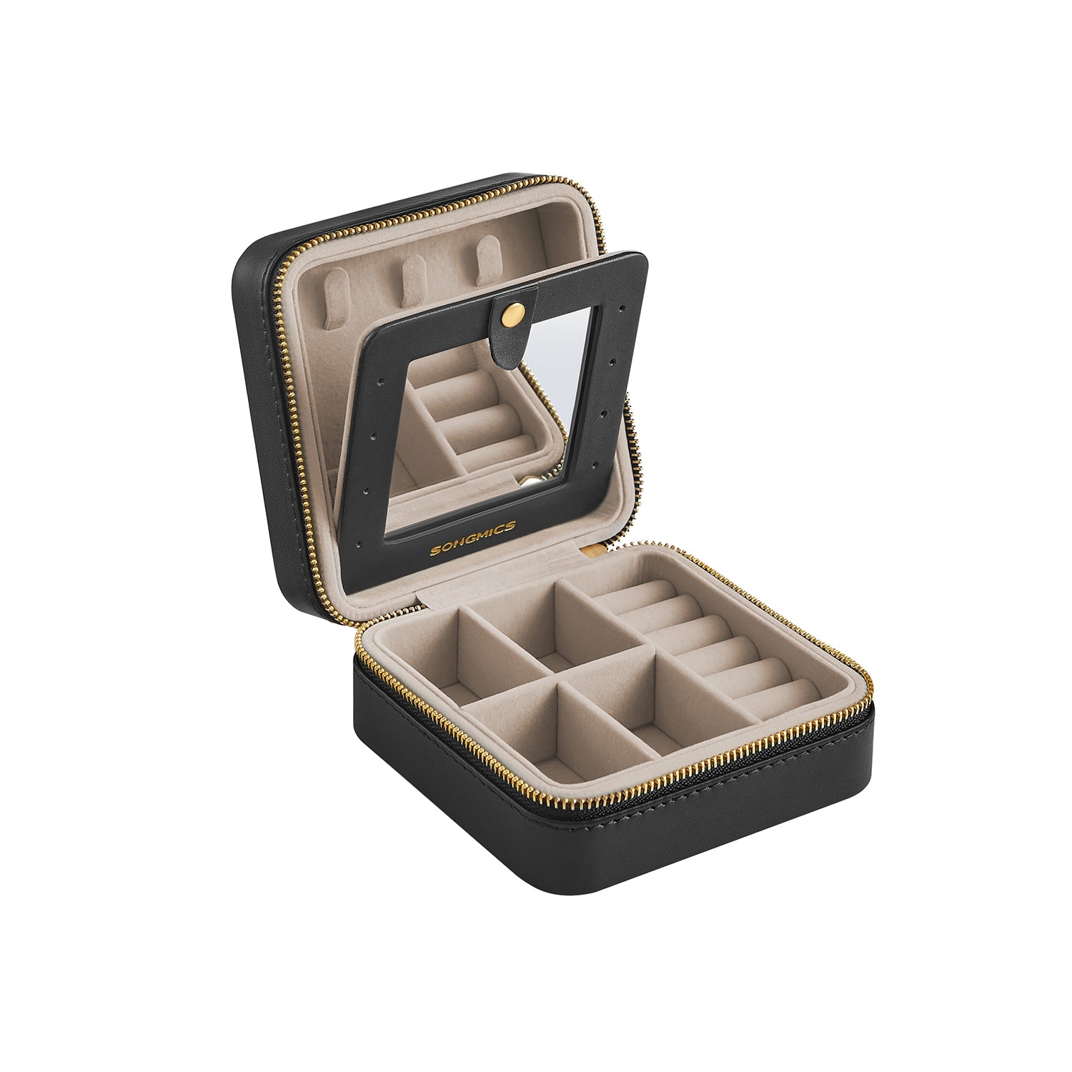 Smycken box-med spegel-pu omslag-gift idé-bläck-svart