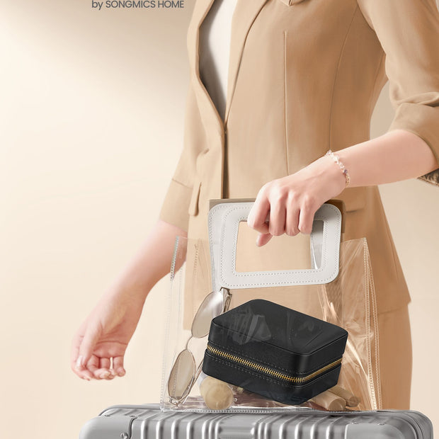 Smyckeskrin med spegel och sammetsbläck svart