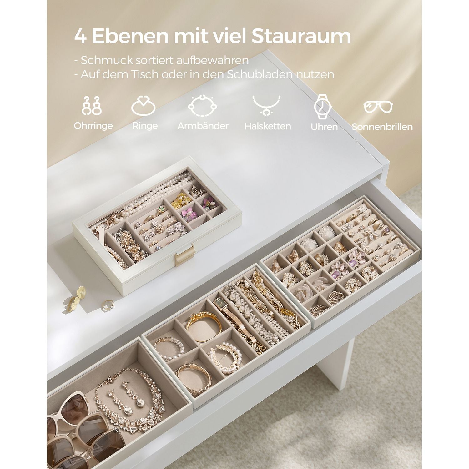 Stackbar smyckeslåda - 4 nivåer