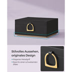 Smyckesbox - 2 nivåer - Handtag - Flexibelt smyckesfack - Svart