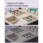 Smyckesbox - 2 nivåer - Handtag - Flexibelt smyckesfack - Svart