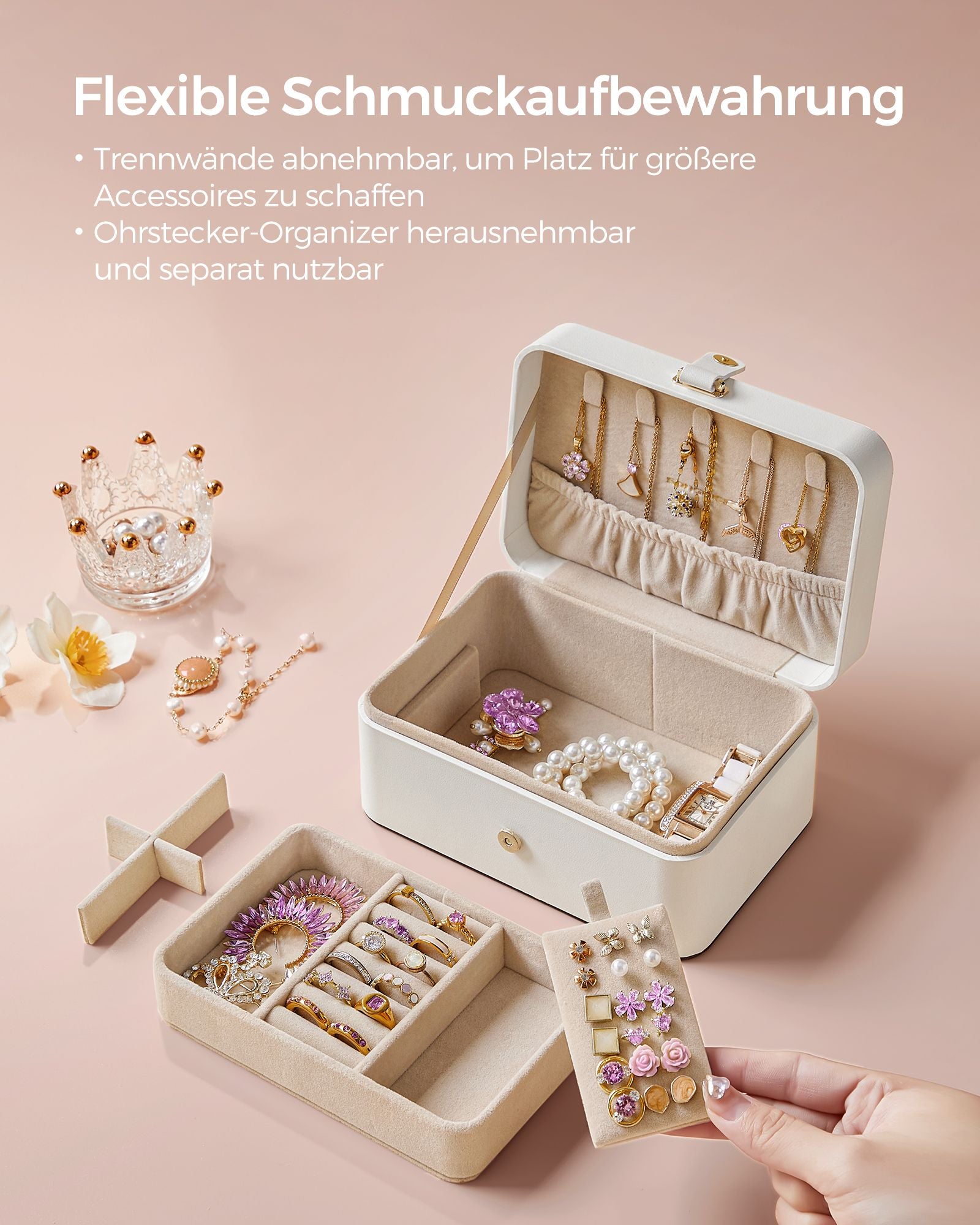 Smycken box för större tillbehör-gift idé-wolkwit