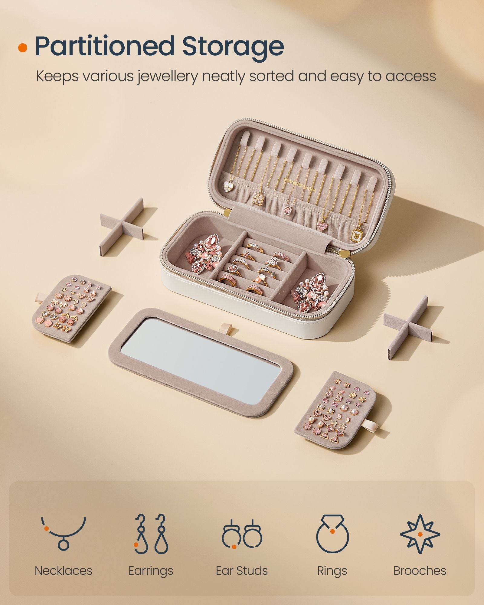 Liten smyckesbox - molnig vit - Elegant & kompakt