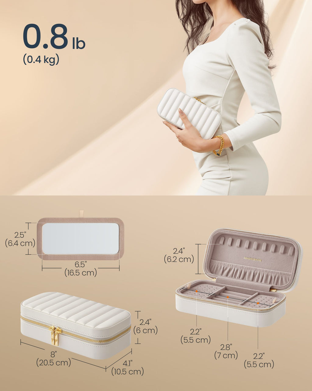 Liten smyckesbox - molnig vit - Elegant & kompakt
