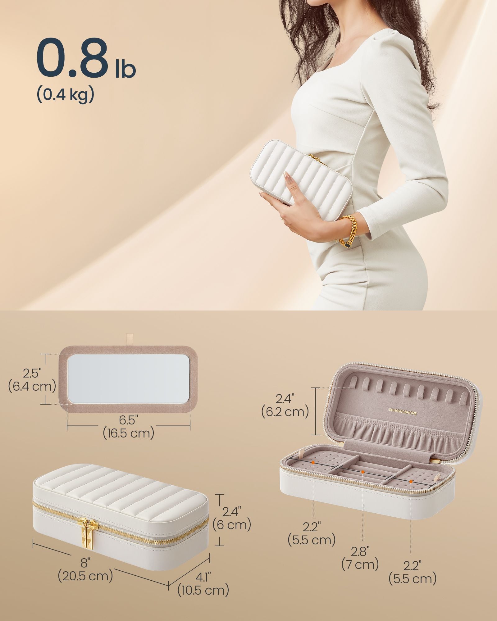 Liten smyckesbox - molnig vit - Elegant & kompakt