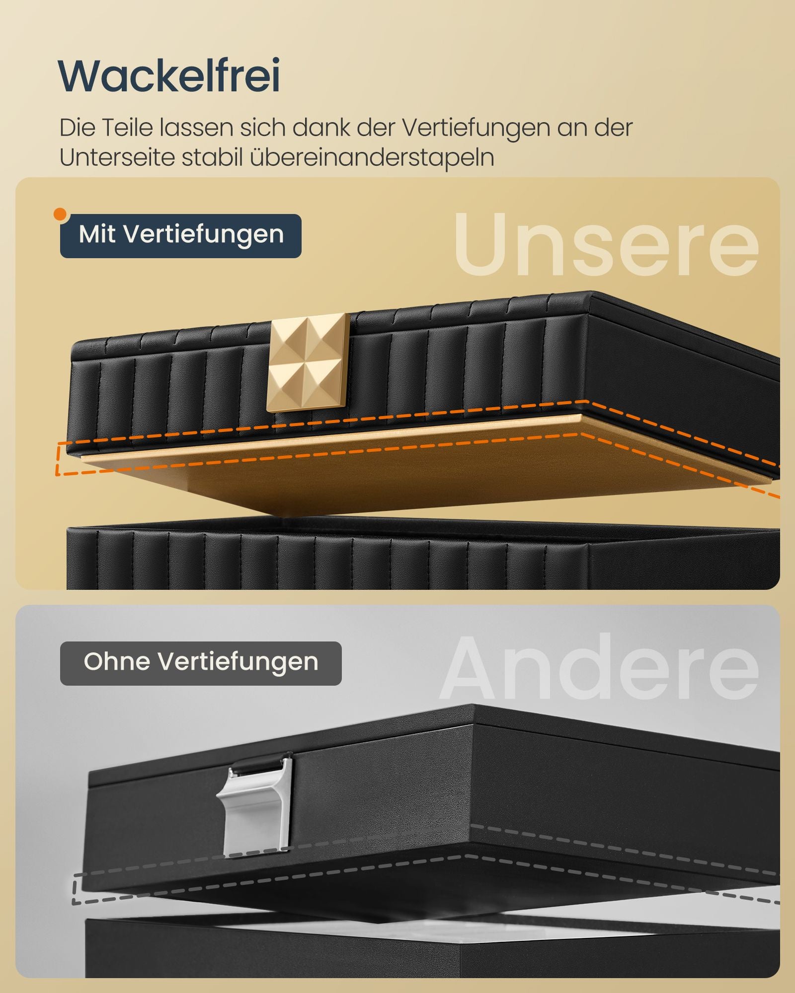 Smyckeskrin med spegel och 4 nivåer - Bläcksvart