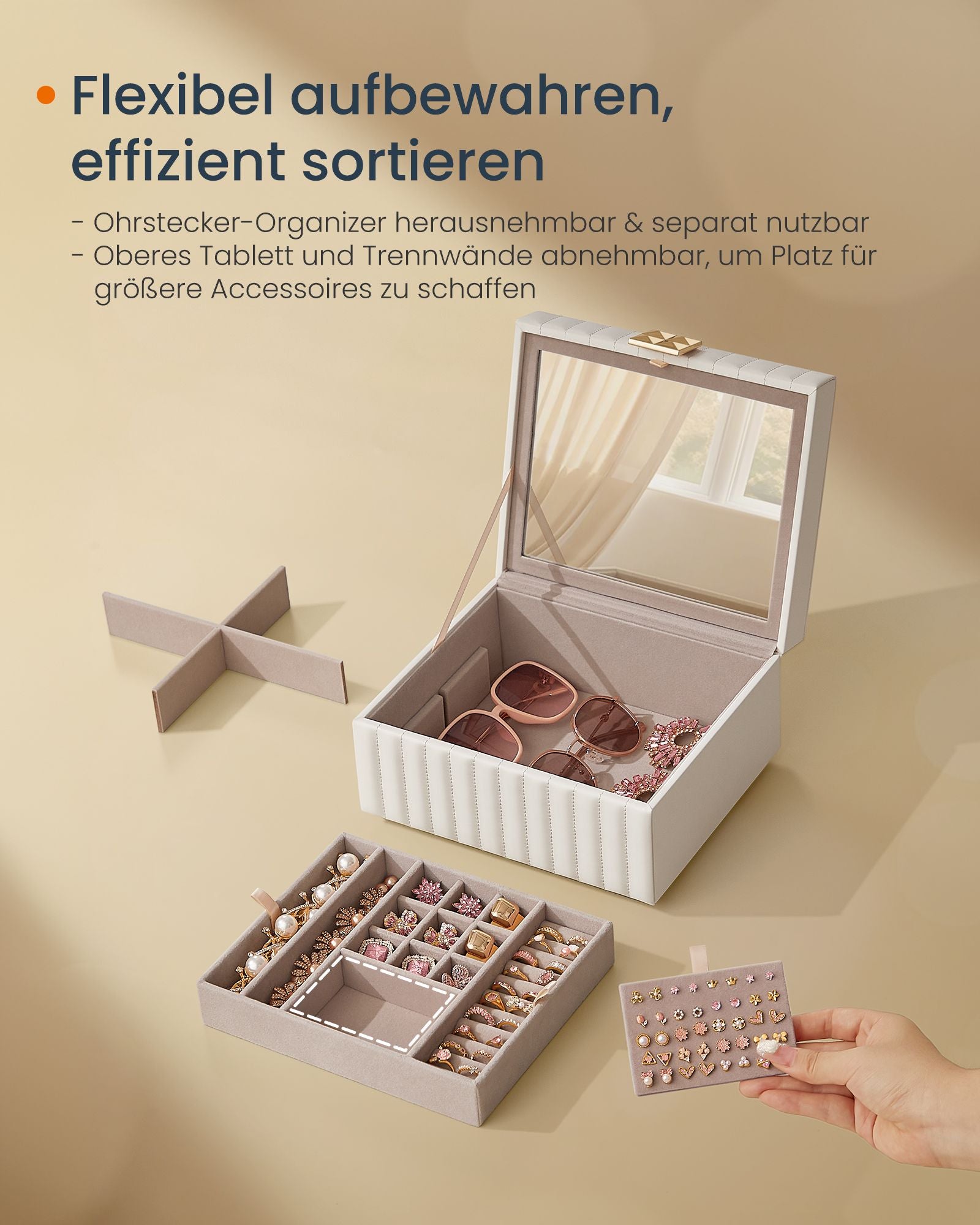 Anah Collection Jewelry Box 2 nivåer, med spegel