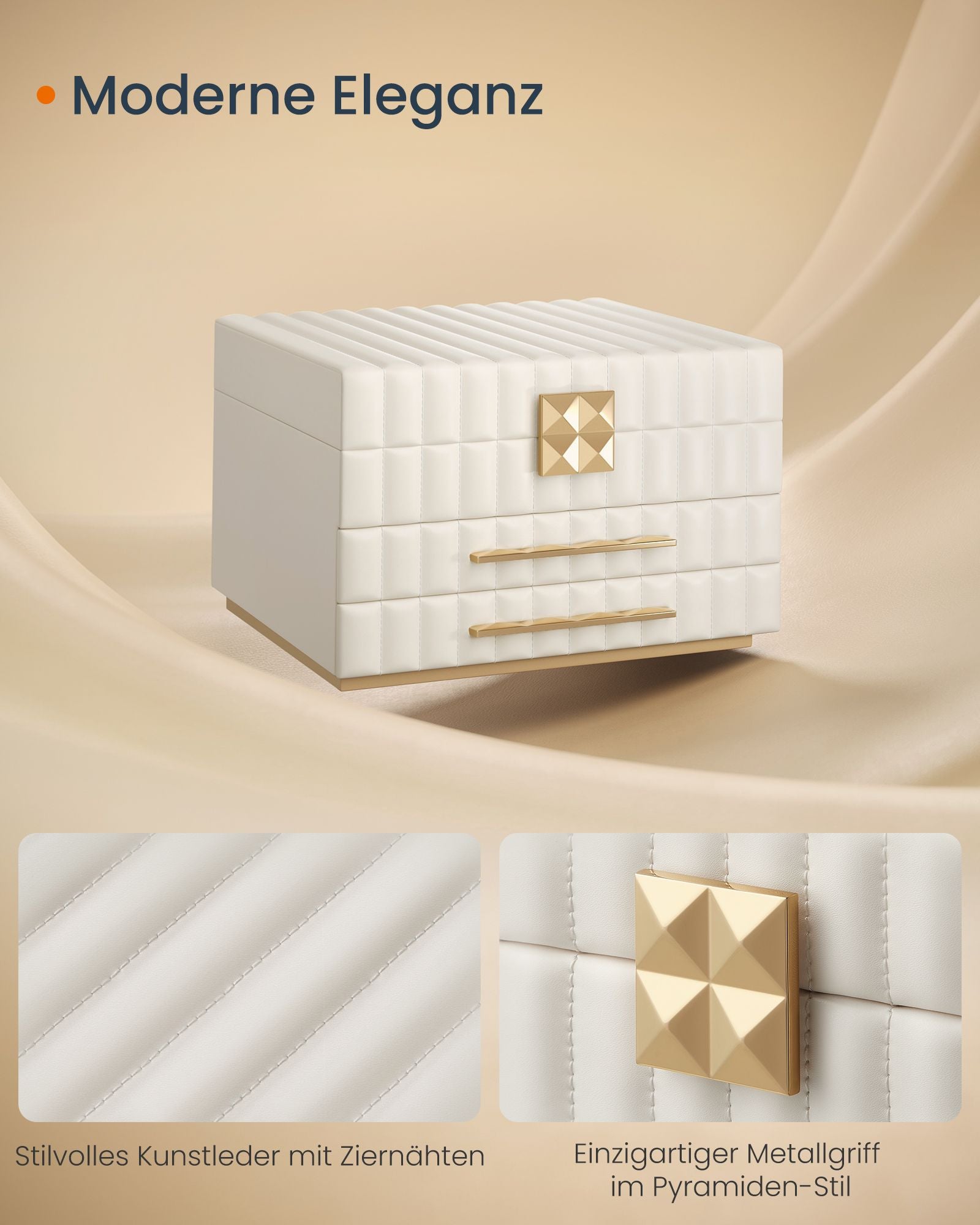 Songmics Home Anah Collection - Smyckeslådor med spegel 3 nivåer Wolkwit