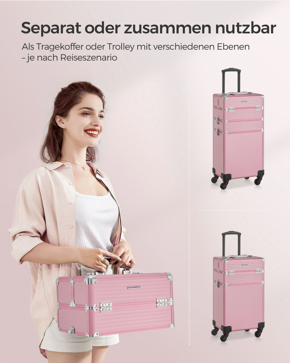 Kosmetisk stam-3-i-1 makeup case-pastel rosa