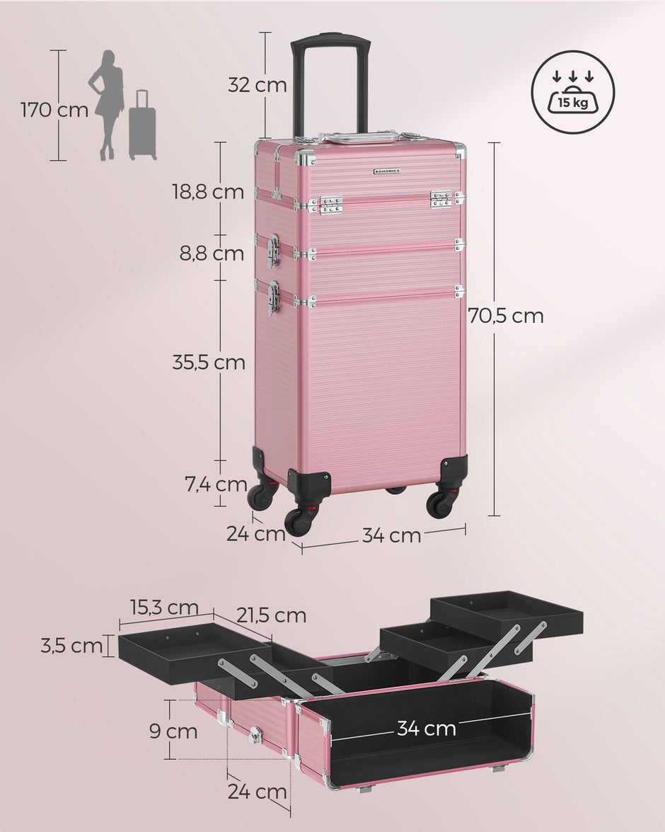 Kosmetisk stam-3-i-1 makeup case-pastel rosa