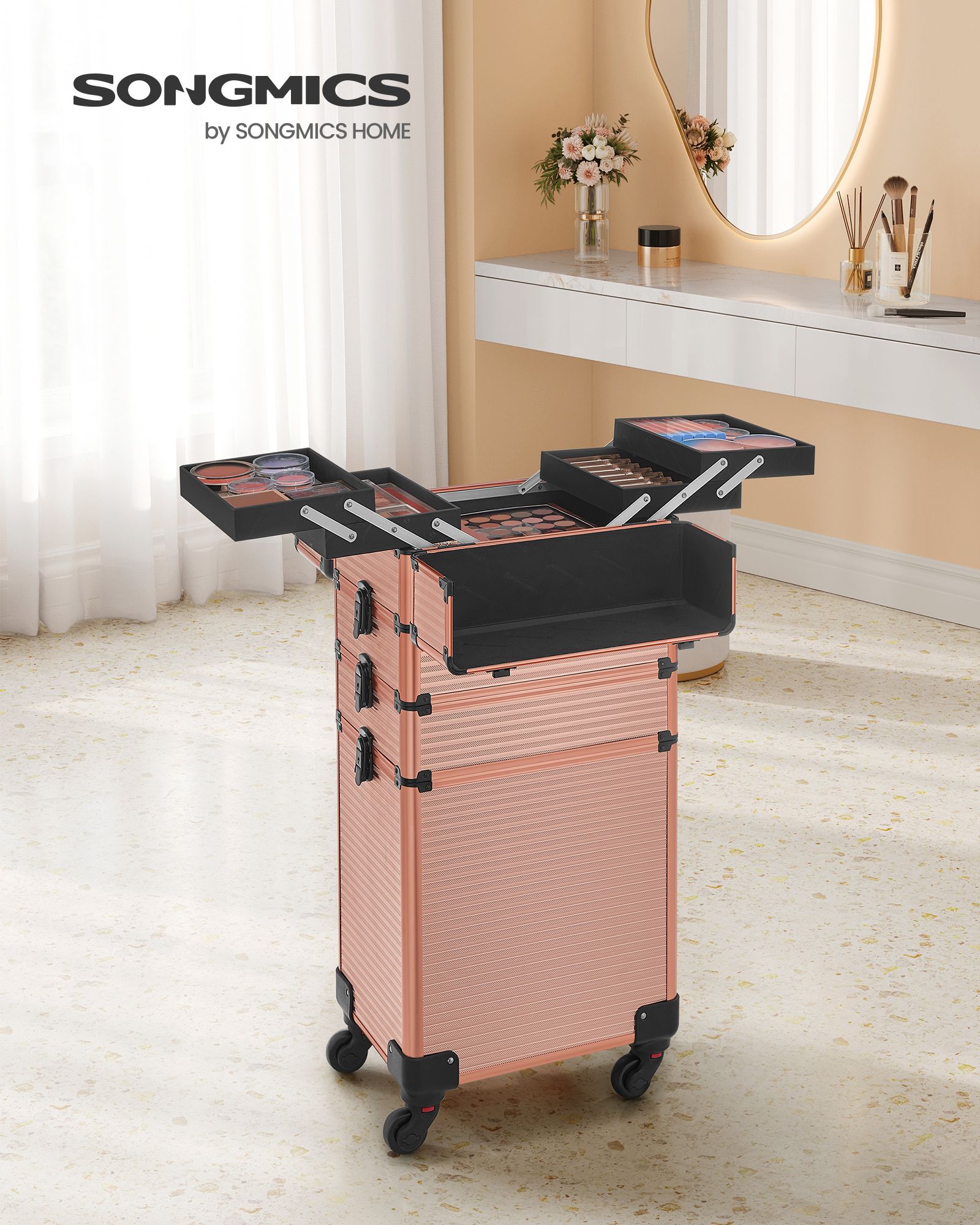 Kosmetisk trunk-4-i-1-make-up fall-champagne guld