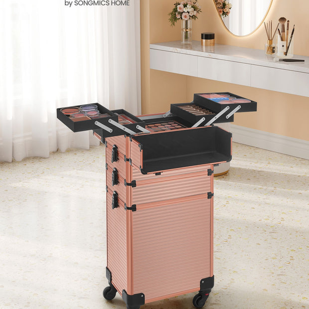 Kosmetisk resväska vagn – 4-i-1 – champagneguld