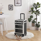 Make -Up Suitcase - Professional Trolley - Hairdressing Case with 4 Wheels - Svart