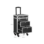 Make -Up Suitcase - Professional Trolley - Hairdressing Case with 4 Wheels - Svart