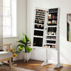 Smyckeskåp - Stående spegelskåp med 2 Make -Up -arrangörer - White