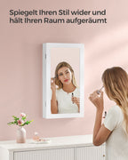 Spegelskåp - vit yta - grå innerfoder