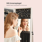 Smyckeskåp - spegel skåp - 360 ° roterbar - låsbar - vit