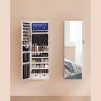 Smyckeskåp - hängande spegel skåp - med LED -belysning - vit
