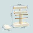 Sieradenstandaard - 15 x 22 x 29,2 cm - afneembare ringhouder - witgoud - 0,6 kg