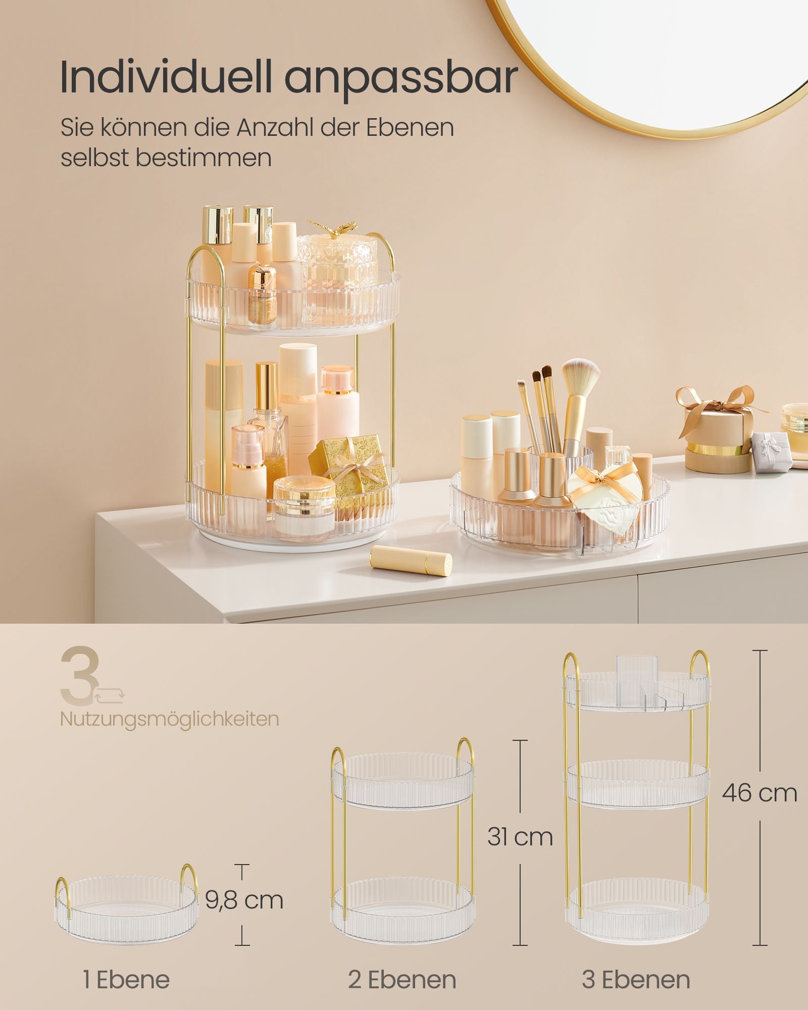 Make-up Organizer-3 nivåer-gåva idétransparent