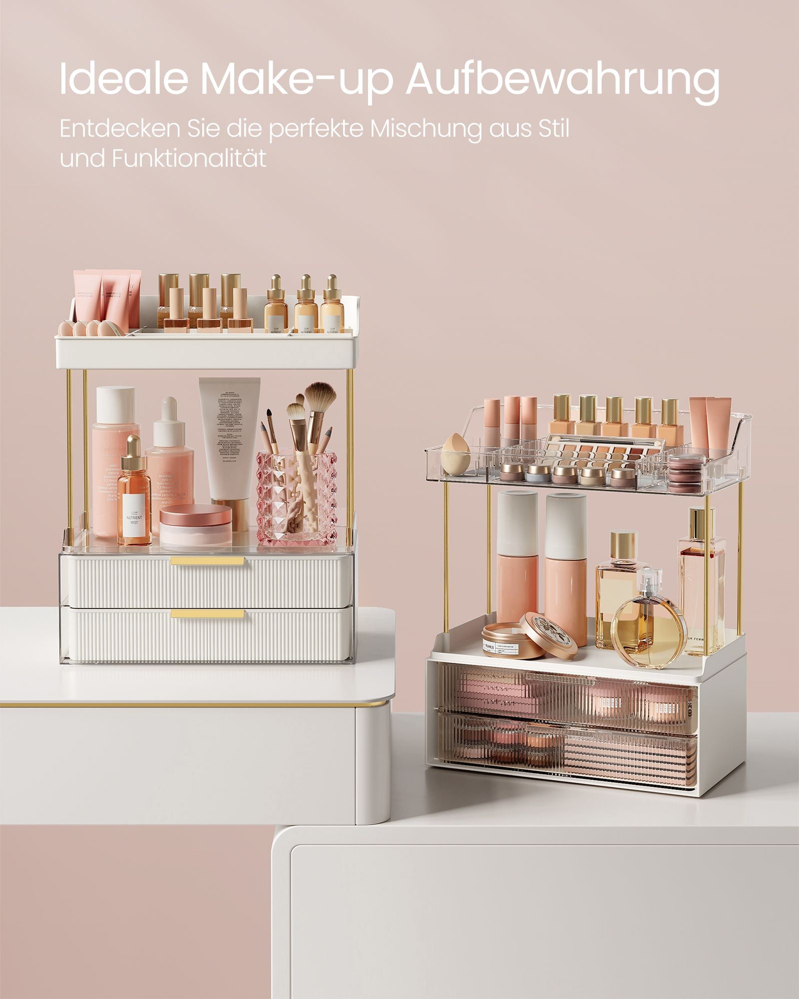 Make-Up Organizer 4 nivåer 20 x 32 x 39,1 cm, Wolkwit
