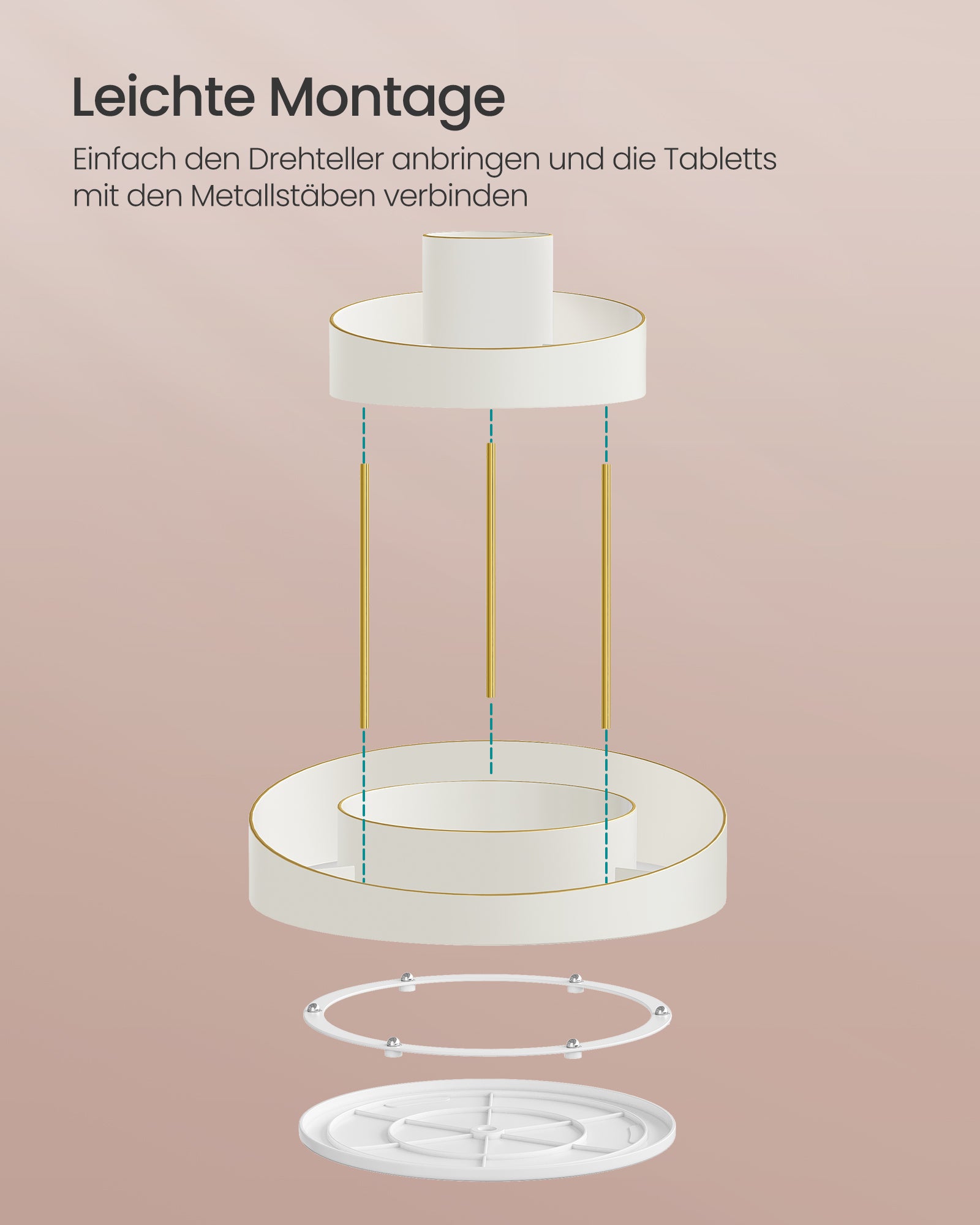 Make-Up Organizer Rotatable med extra skål med guldfärgad