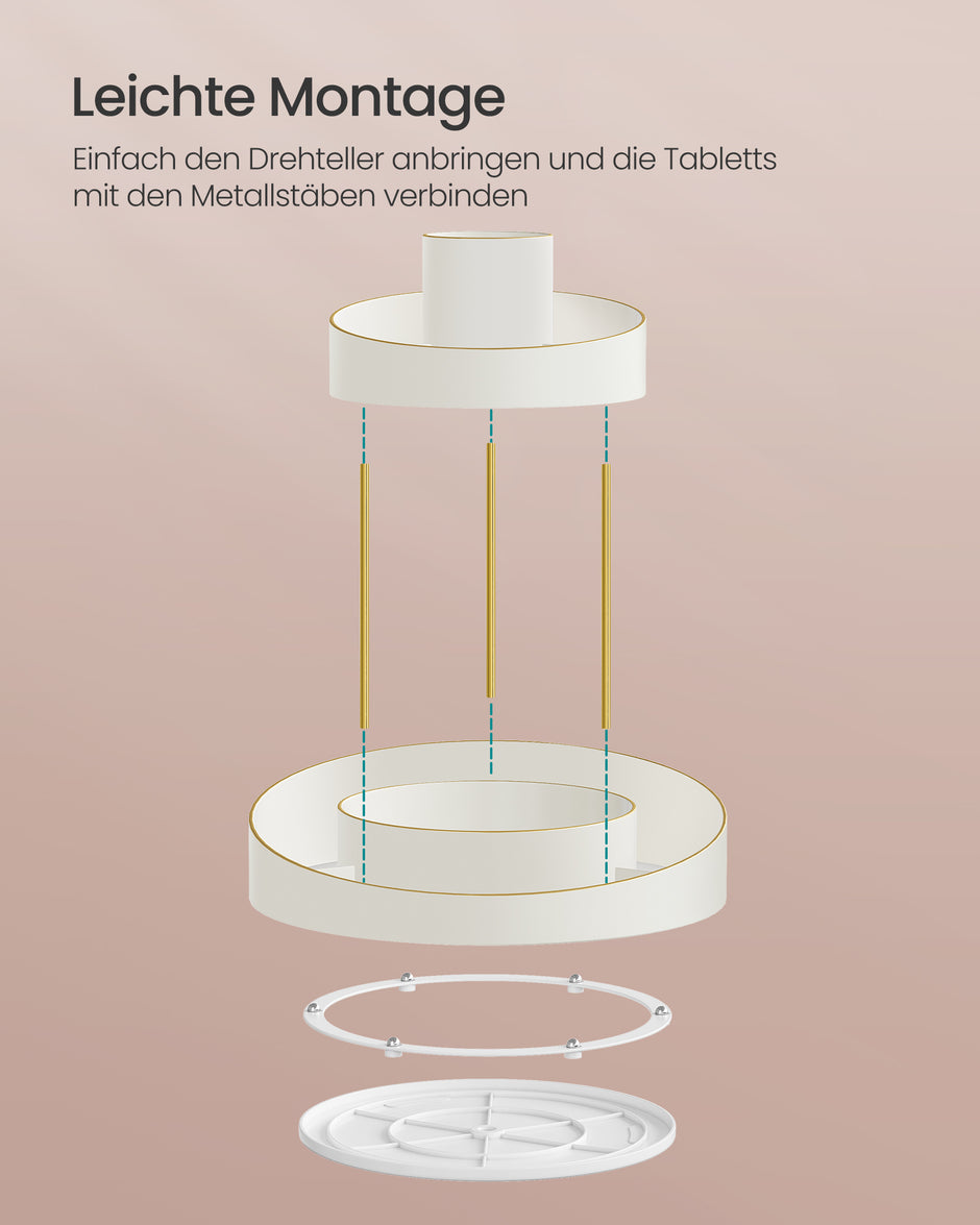 Make-Up Organizer Roterbar med extra bricka Vitguld