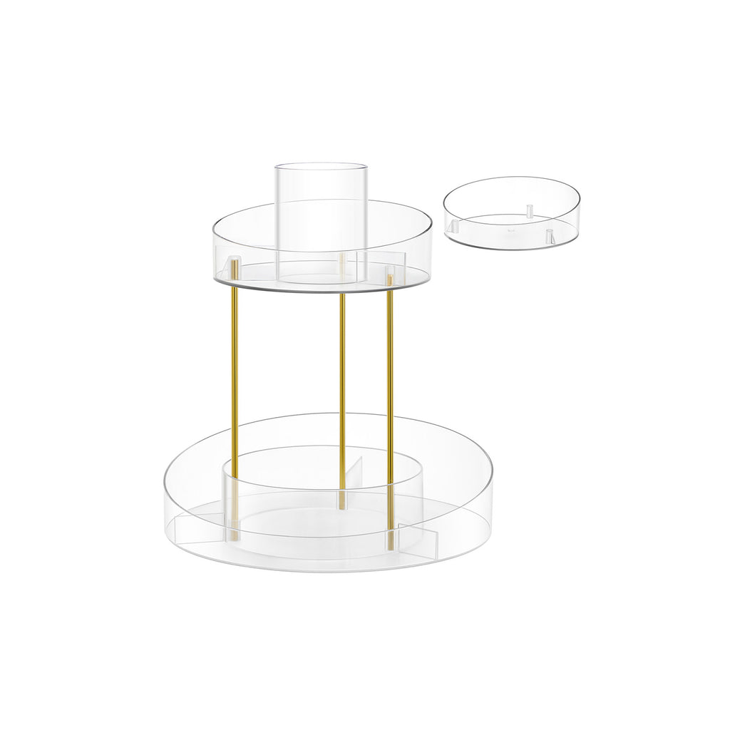 Vändande make-up arrangör med extra transparent behållare