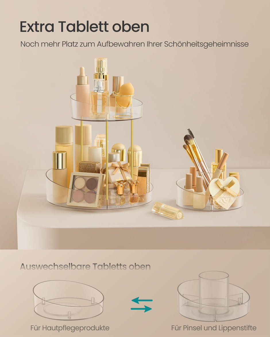 Roterbar sminkorganisator – Extra bricka – Transparent