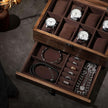 Klockbox – Glaslock – 8 fack – Valnöt