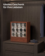 Titta på Box-12-fack-med fönster-gåva idé-kaffe Brown