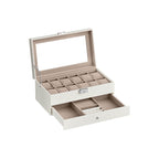 Watchbox - med låda - 12 klockor - smyckesbox - glaslock - svart